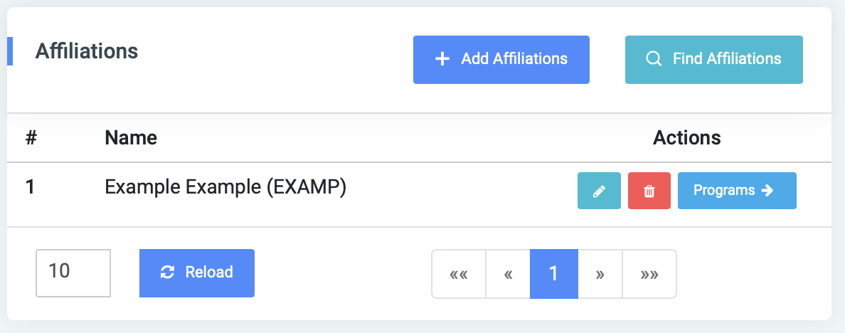Manage Affiliations – OSIS